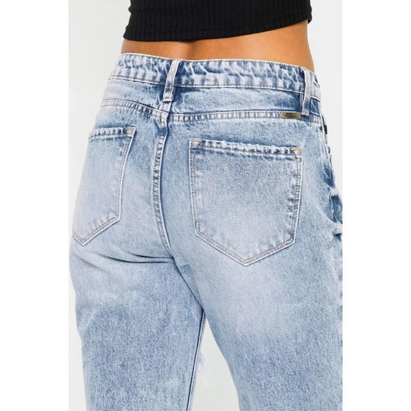 NWT Kancan Collie Super High Rise Distressed Frayed Hem Mom Jeans Size 7/27 - Picture 8 of 16